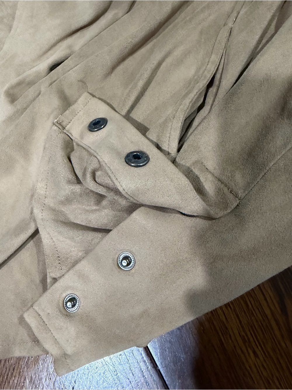 Liverpool Los Angeles Brown Faux Suede Open Front Draped Cardigan Jacket Large - Picture 12 of 13